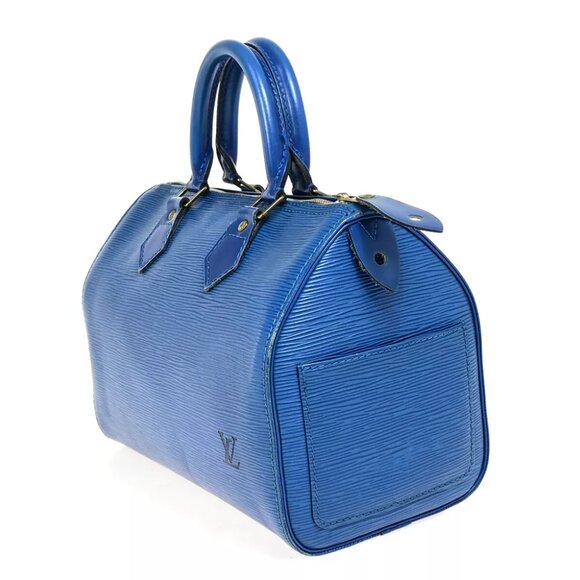 LOUIS VUITTON LV Logo Speedy 25 Travel Hand Bag Epi Leather Blue - Picture 5 of 7